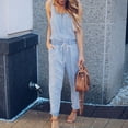 thumbnail image 2 of Riforla Women Casual Sleeveless Tank Jumpsuit Demin Jeans Beach Strappy Button Rompers with Pockets Jumpsuit Jumpsuits for Women Light Blue XL, 2 of 5