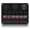 thumbnail image 4 of DC Marine Boat Toggle Switch 6 Gang ON Off Rocker Switch Panel USB with Digital Voltmeter Display for Boats Yachts Cars RVs SUVs, 4 of 7