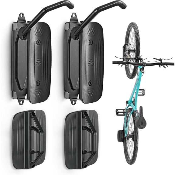 monTEK Swivel Bike Wall Mount 2 Pack, Vertical Garage Storage Rack with 150° Rotation, Heavy Duty Steel Hanger Holds up to 66 lbs
