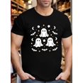 thumbnail image 1 of Halloween T-Shirt - Scary Ghost and Bat Pattern, Casual Short Sleeve, Machine Washable, Crew Neck - Perfect for Summer and Everyday Wear, 1 of 6