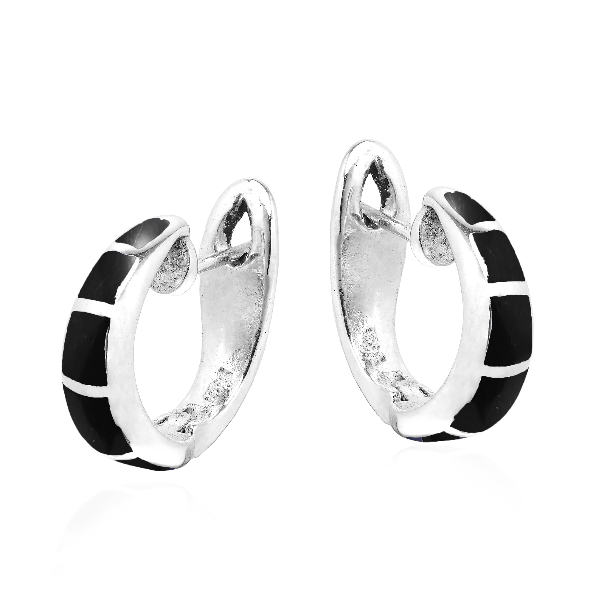 Inlay Crystal 925 Sterling Silver Hoop Huggie Earrings Women Fashion Jewellery 