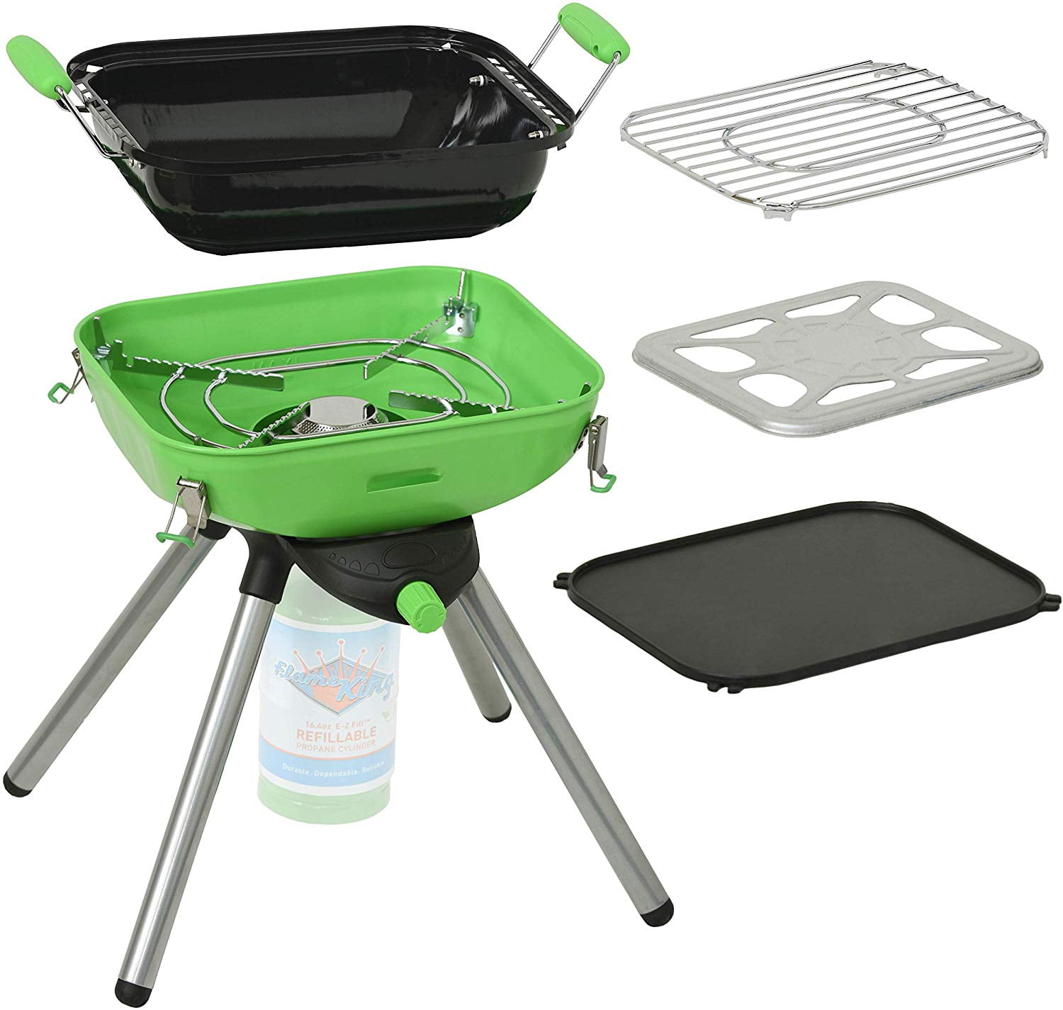 Camping Gas Barbecue Cooker Portable Grill BBQ Butane Stove 2200W Bag Apron Set 