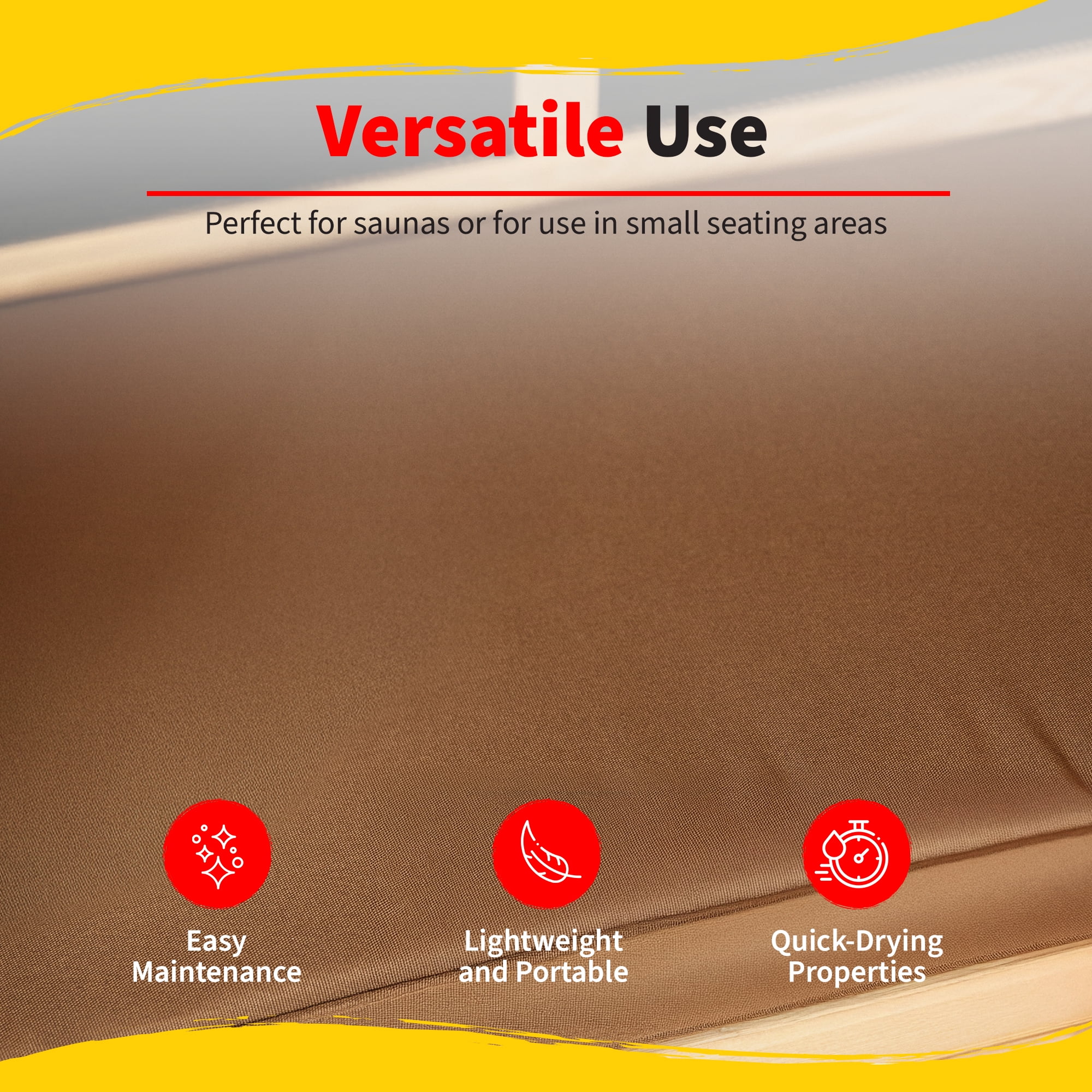 Heatwave 43-in Polyester Wood Sauna Seat Cushion – Durable Quick Drying & Moisture Resistant Foam, Machine Washable Cover with Zipper – Indoor Infrared Sauna Accessories - Pack of 1, Brown