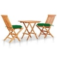 thumbnail image 1 of vidaXL 3 Piece Bistro Set with Green Cushions Solid Teak Wood, 1 of 5