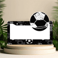 thumbnail image 2 of 1 Pcs Soccer Balls with Ink splatter License Plate Frame, License Plate Cover for Car Decorative Parts, Aluminum License Plate Bracket Holder Rust-Proof for US Standard Car, 2 of 9