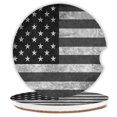 thumbnail image 1 of Posavasos Absorbentes Con Diseño De Bandera Americana, Color Negro Y Gris, Para Coche, Posavasos De Piedra De Cerámica, Juego De Posavasos Para Mujeres Y Hombres De 2.56 Pulgadas (Paquete De 2), 1 of 4