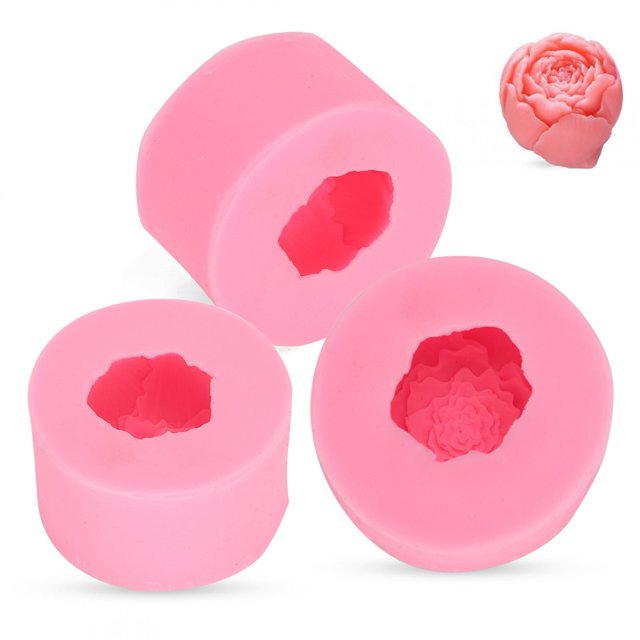 Gupbes 3Pcs Lovely Distinctive Round Flower Shape Cake Candle Silicone Mold DIY Tool Accessories,Chocolate Mold,Kitchen Tool
