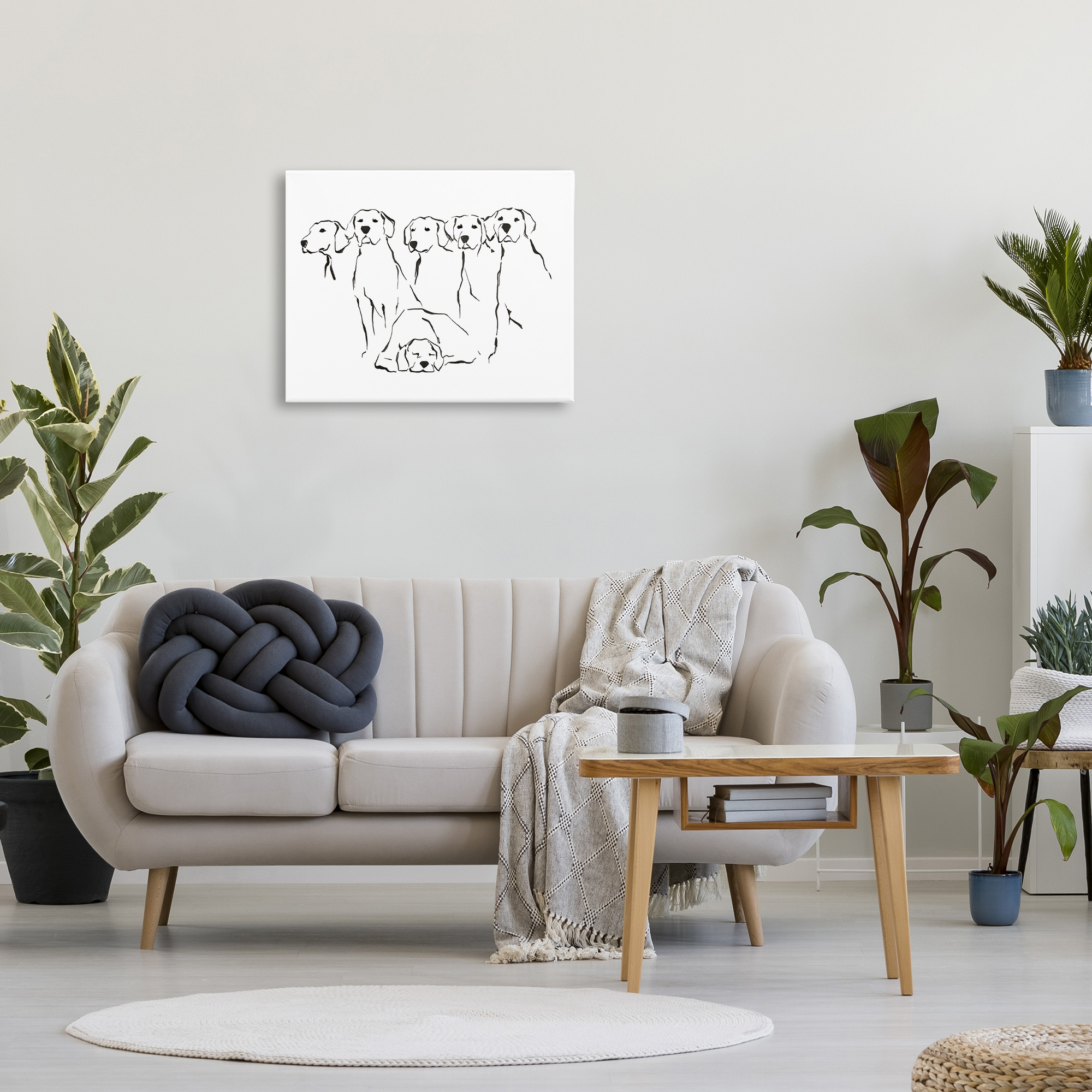 Stupell Industries Minimal Dogs Doodle Animals & Insects Painting Gallery Wrapped Canvas Art Print Wall Art, 30 x 24