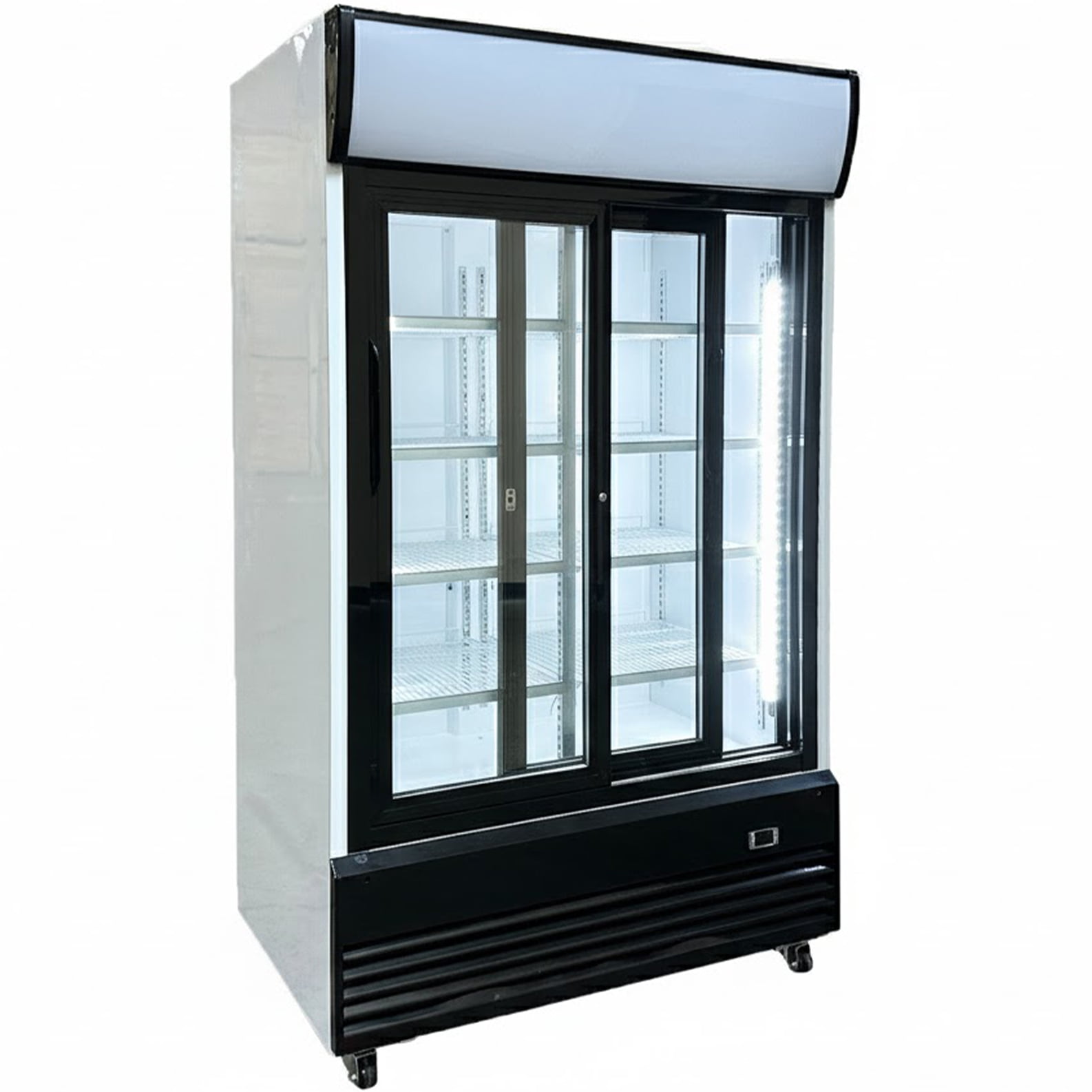 48” Wide Elite Sliding Glass Door Refrigerator – Commercial Display Cooler with Auto Defrost & LED Lighting, 35 Cu.Ft. Sliding Door