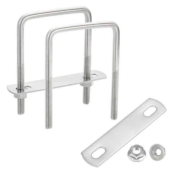 Uxcell 2 Set 2" Inner Wide Round U Bolts,  3-1/8" Length 304 Stainless Steel U-Bolts with Flange Hexagon Nuts, Frame Plates for Trailer, Automotive, (50mm W x 80mm L)