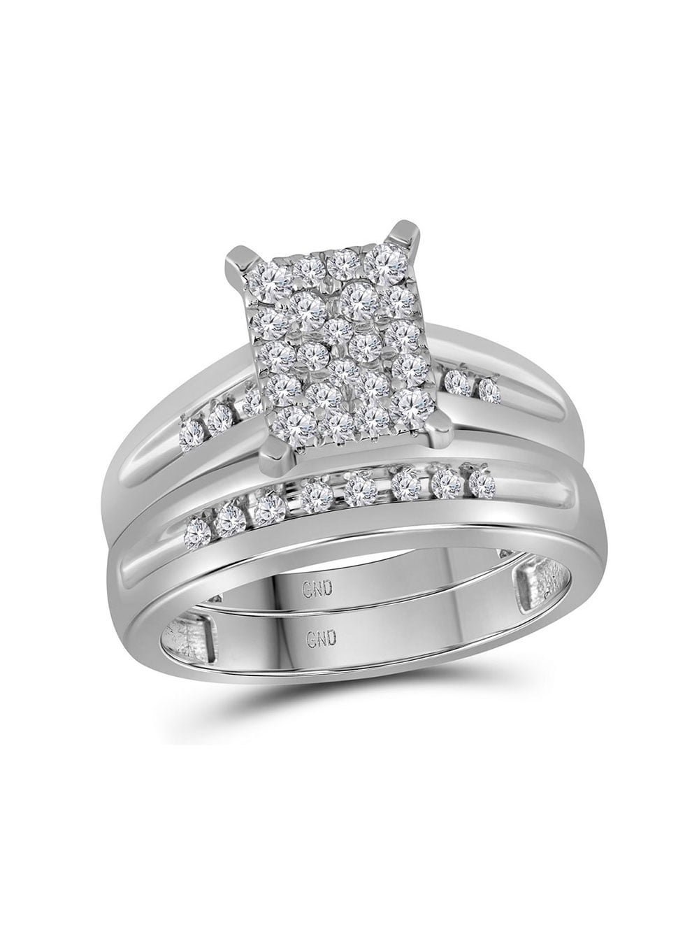 Details about   8 MM White Round Diamond Engagement Ring Wedding Band Set 14K White Gold Finish 