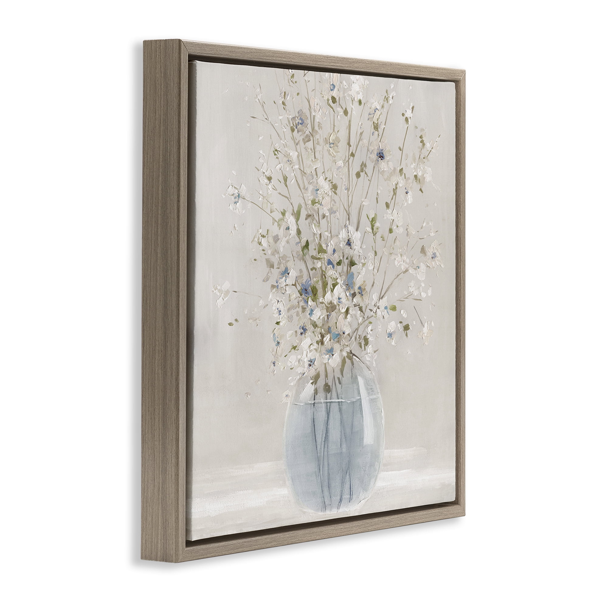 Stupell Industries Serene Glass Vase Bouquet Brown Framed Floater Canvas Wall Art, design by Carol Robinson