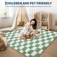 thumbnail image 3 of Checkered Rug 8x10 for Living Room, Modern Plush Shag Rug Washable Non-Slip Large Area Rug Super Soft Indoor Fuzzy Carpet Fluffy Rugs for Bedroom Home Aesthetic Decor,Green-White, 3 of 9