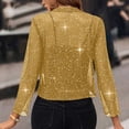 thumbnail image 4 of qucoqpe Women's Open Front Sequin Cardigan Jackets Sparkly Long Sleeve Cropped Party Concert Outfits Lightweight Glitter Cropped Shrugs, 4 of 6
