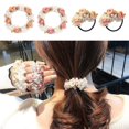 thumbnail image 6 of Women Girl Hair Accessories Headwear Headband High Elasticity Ponytail Holder Hair Tie Rubber Band Pearl Head Rope Pearl Rose Flower Hair Loop DARK PINK 2, 6 of 8