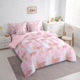 thumbnail image 3 of Homewish Cartoon Jungle Bear Bedding Comforter Set 7 Pieces, Girly Pink Xmas Tree Full Bedding Set, Teens Kids Girls Women Reversible Fitted Sheet Flat Sheet, Super Cozy Room Decor, 3 of 7