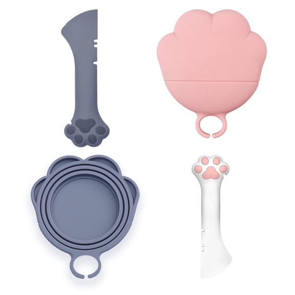 2 Pack Cat Food Can Lid and Spoon, BPA Free Silicone Cover for Animal Wet Food Storage, Reusable Topper for 3/5 /5.1/5.5/12/ 13 oz Cans Refrigerator Fresh Wash Machine Apply