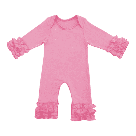 

IBTOM CASTLE Newborn Baby Boy Girls Icing Ruffle Romper Jumpsuit Pants Bodysuit Long Sleeve Pajama Nightwear Birthday Outfit Playwear 6-9 Months Pink