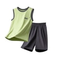 thumbnail image 2 of SGFCWSX Boys 2 Piece Outfits Sleeveless Tank Top and Shorts Set Summer Casual Breathable Soft Playwear Green Size 10, 2 of 9