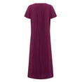 thumbnail image 5 of T-Shirt de Base Solide à Manches Courtes pour Femme, Col d'Été, Robe Midi Décontractée avec Poches, 5 of 5