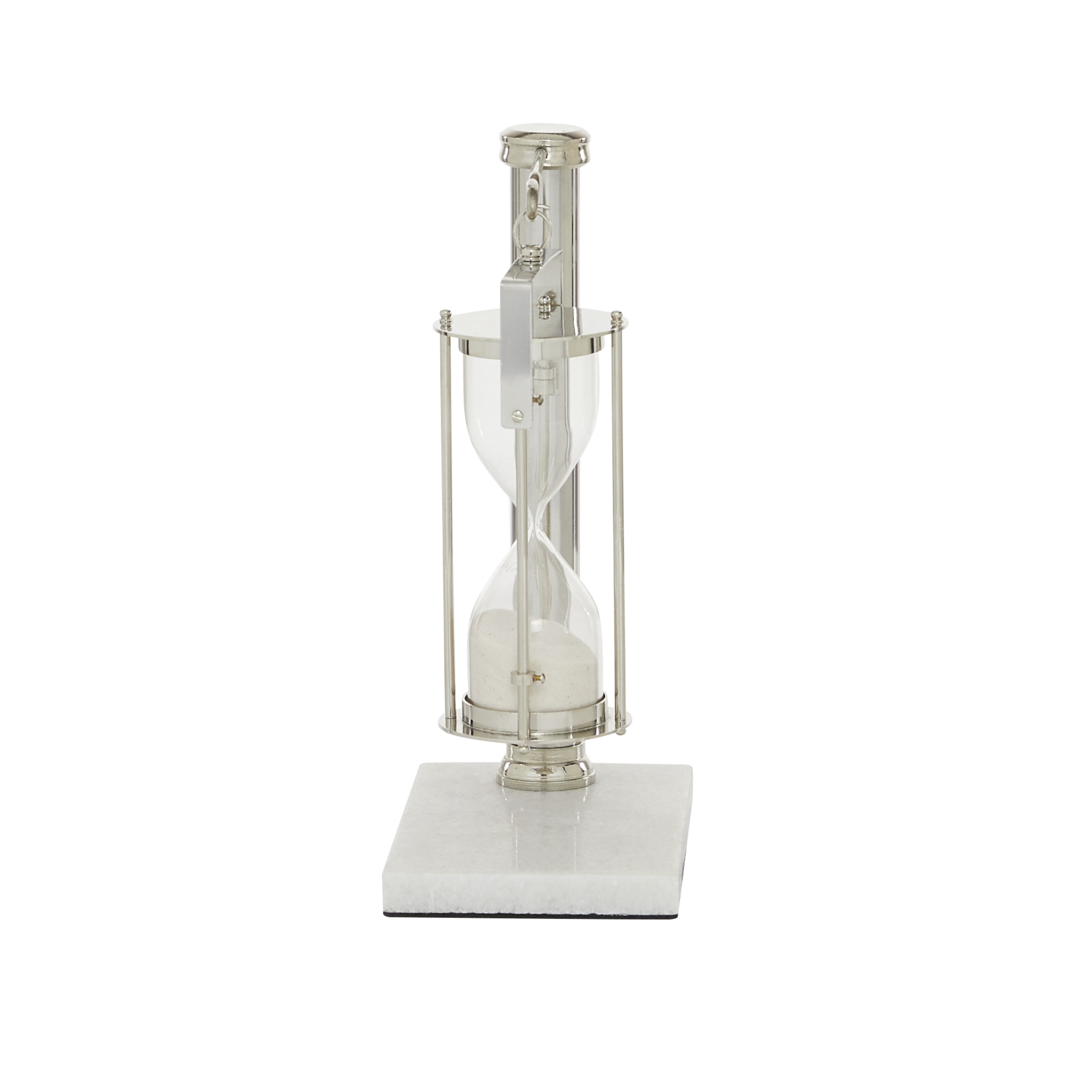 DecMode 7" x 10" Silver Brass Hourglass Sand Timer, 1-Piece