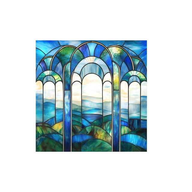 WMQPNNS New Trending :Static Cling Window Film Colorful Art Stained Glass Window Decal Removable Decorative Sticker 50Cm ×50Cm Christmas Decorations