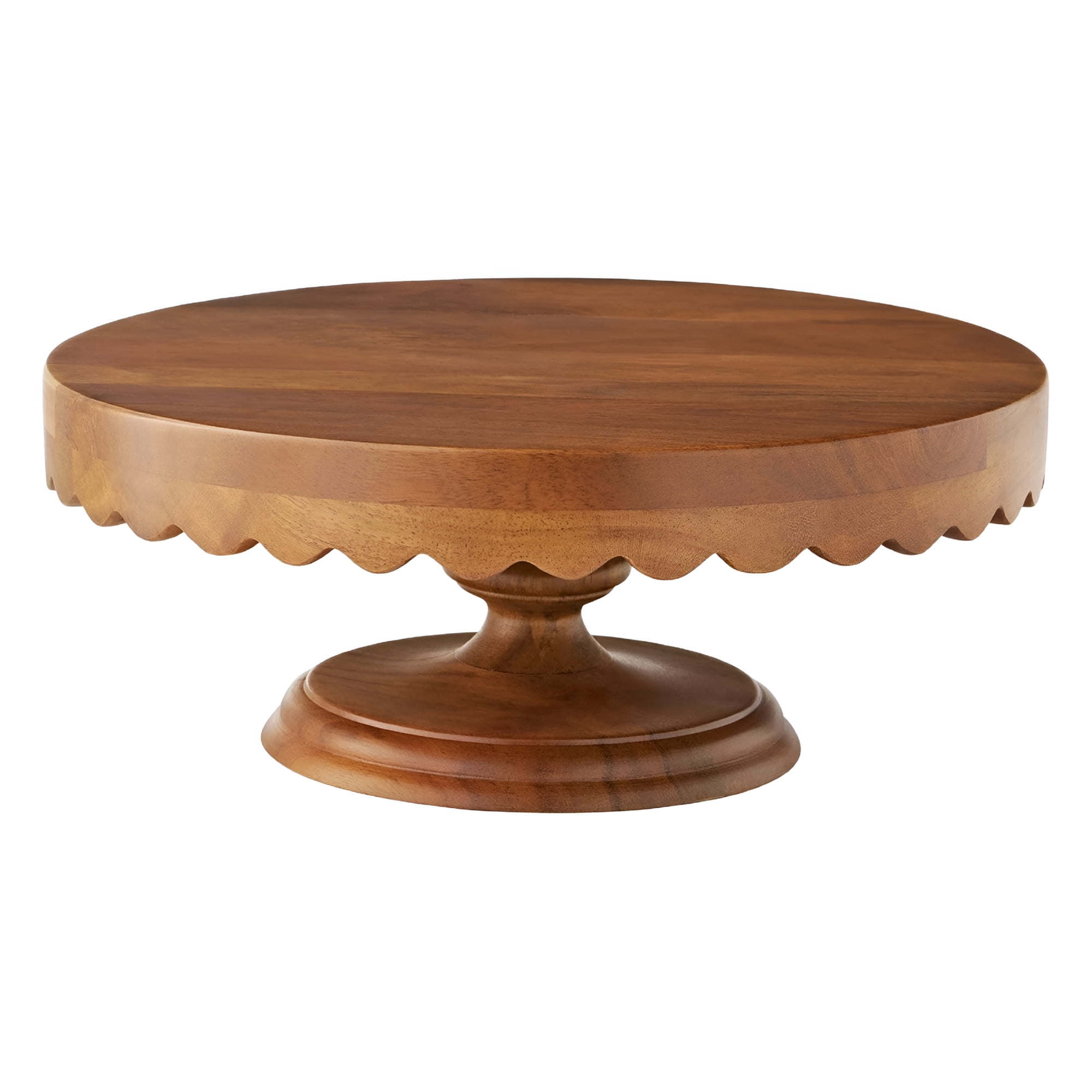ACDANC 2026 New Durable Scallop Acacia Wood Cake Stand | Pedestal Stand |Dessert Stand for Everyday & Special Occasion Dessert Displays (Cakes,Cupcakes)