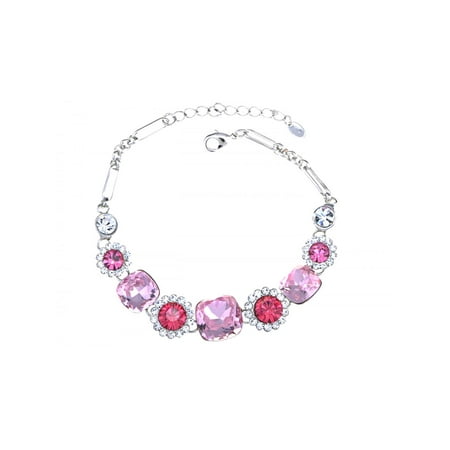 - Silver Colored Pebble Daisy Flower Crystal Element Bracelet Bangle