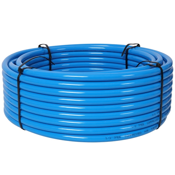 Air Push to Connect Kit: Complete 1/2" (OD) / 3/8" (ID) x 100-Feet TPEE Tubing Air Piping System,Blue Tubing,