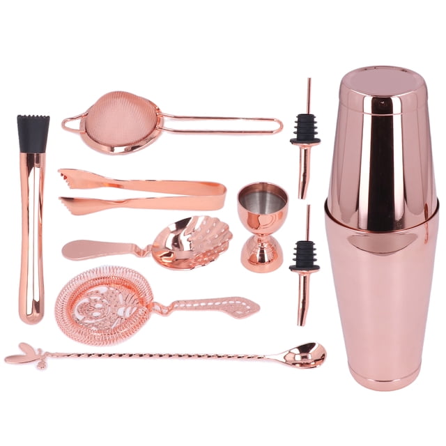 11PCS Cocktail Shaker Set Stainless Steel Drink Mixer Set Cocktail Mixing Tool for Household Bartender Kit Accessories Cocktail Mixer Kit