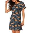 thumbnail image 2 of Goofa Reindeer Print Women’s Cotton Nightdress – Short-Sleeved Sleep Dress, Casual Loose-Fit Lounge Wear, Comfortable and Stylish Sleepwear for Women, 2 of 6