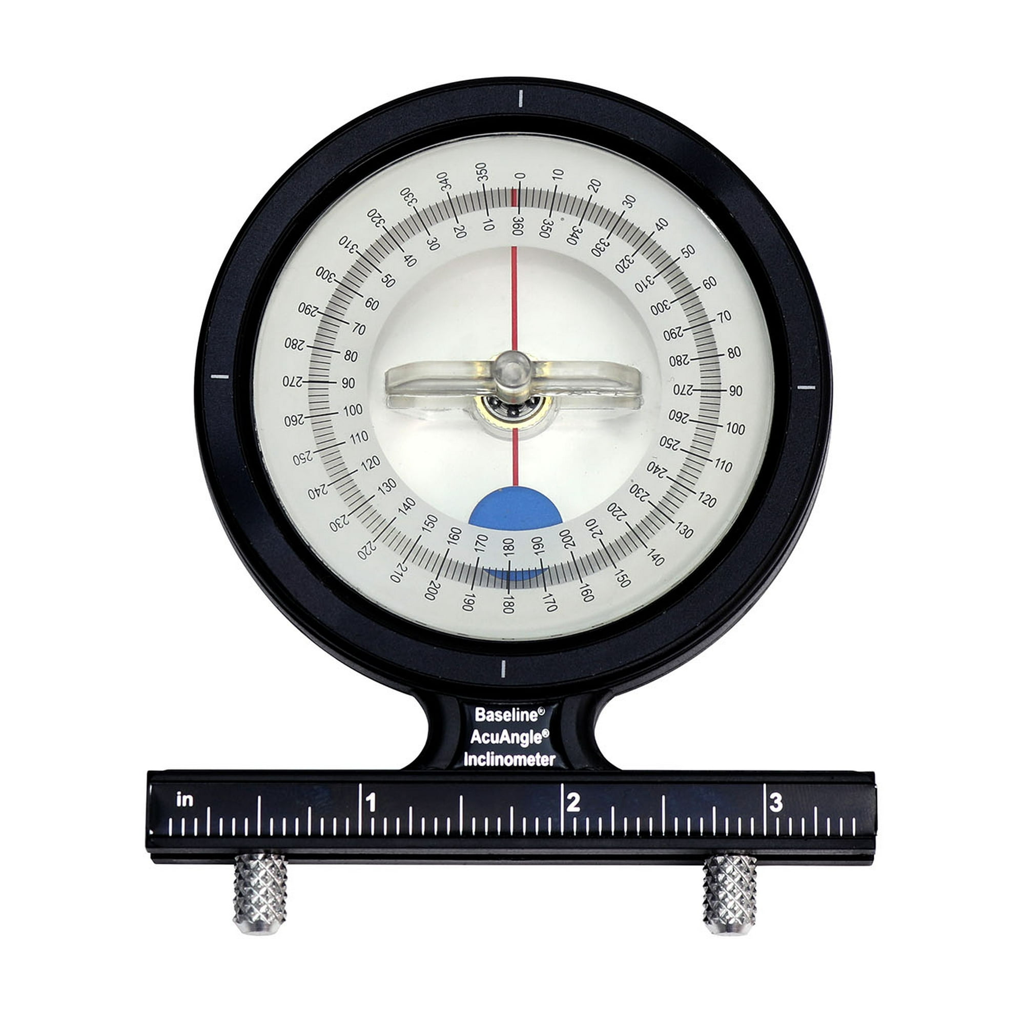 Baseline AcuAngle Inclinometer with Adjustable-Feet for Precision Measurement, Testing and Evaluation of Range of Motion of Neck, Hip, Spine, Elbow, Knee, Shoulder, Ankle, Wrist and MCP Joint