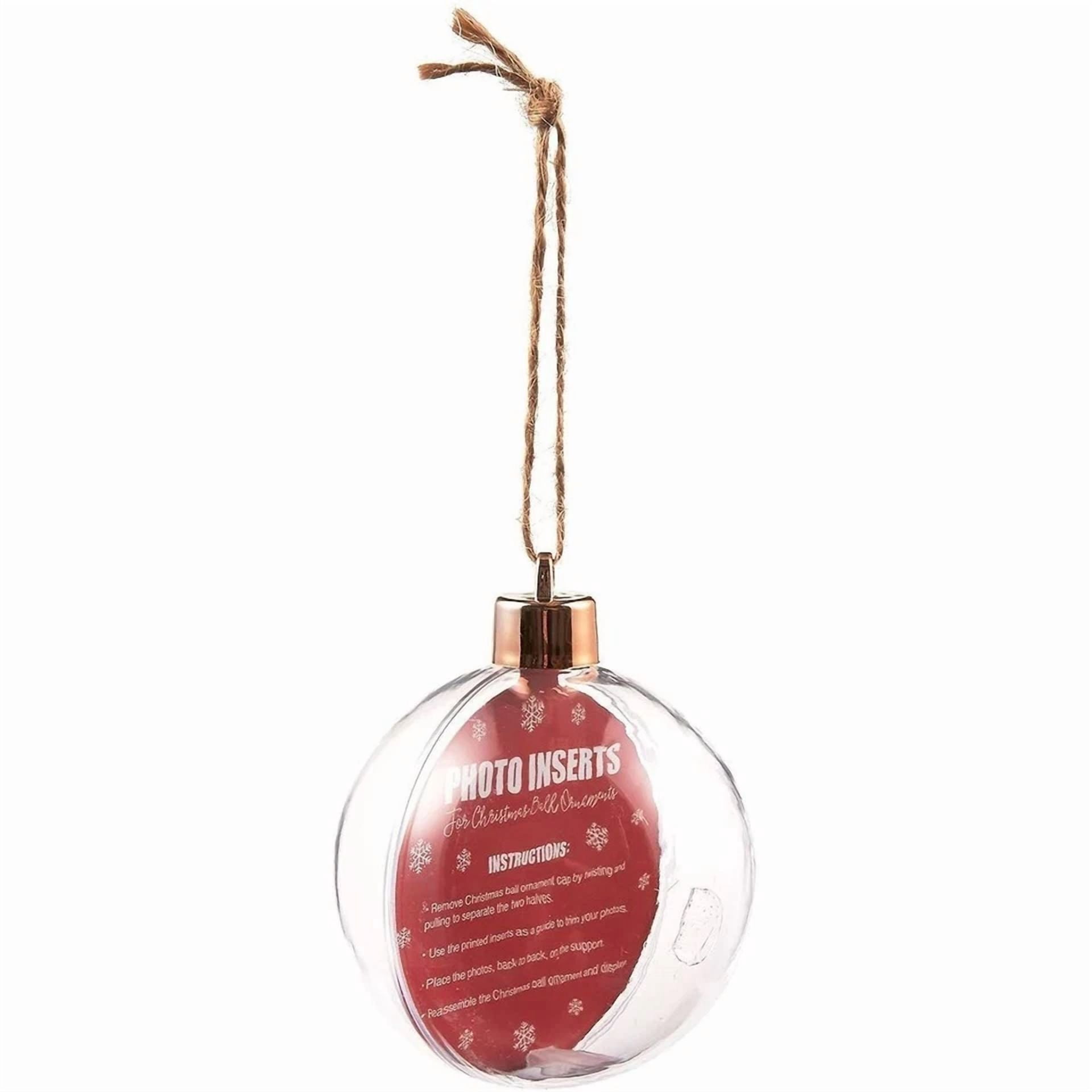 4 Pack Photo Ornaments Ball For Christmas Tree Diy Craft Hanging Tree Décor 2.7"