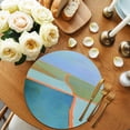 thumbnail image 2 of Green Teal Orange Round 13 Inch Placemats Set of 6, Modern Oil Painting Abstract HeatResistant Non Slip Place Mats for Dining Table, Wipeable Braided Kitchen Table Mats for Housewarming, 2 of 9