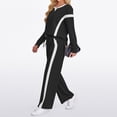 thumbnail image 5 of WTOBBY Women's Casual Long Sleeve Solid Color Blocked Hoodie with Wide Leg Pants Two Piece Set, Fashion Lounge Wear Tracksuit for Everyday Comfort and Street Style Outfit,Black 2XL, 5 of 8