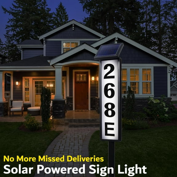 Solar Address Sign, House Numbers for Outside, Lighted Address Plaque Outdoor Waterproof, Illuminated LED Address Number