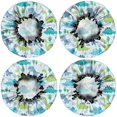 thumbnail image 2 of Shower Caps,LightBlue Cartoon Dinosaurs Trees Pattern Waterproof Shower Cap for Women 4 Pieces,Double Reusable Hair Cover for Shower PEVA Elastic Stretch Hem, 2 of 7