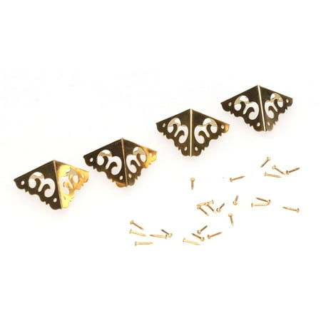 

Box Corner Protector 4Set Hollow Retro Design Box Edge Cover Brass Sturdy Durable For Furniture Hardware Accessories For Boxes Bags Protection
