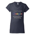 thumbnail image 2 of I Don't Need Google My Mom Knows Everything Womens V-Neck Tee, Navy, Medium, 2 of 3
