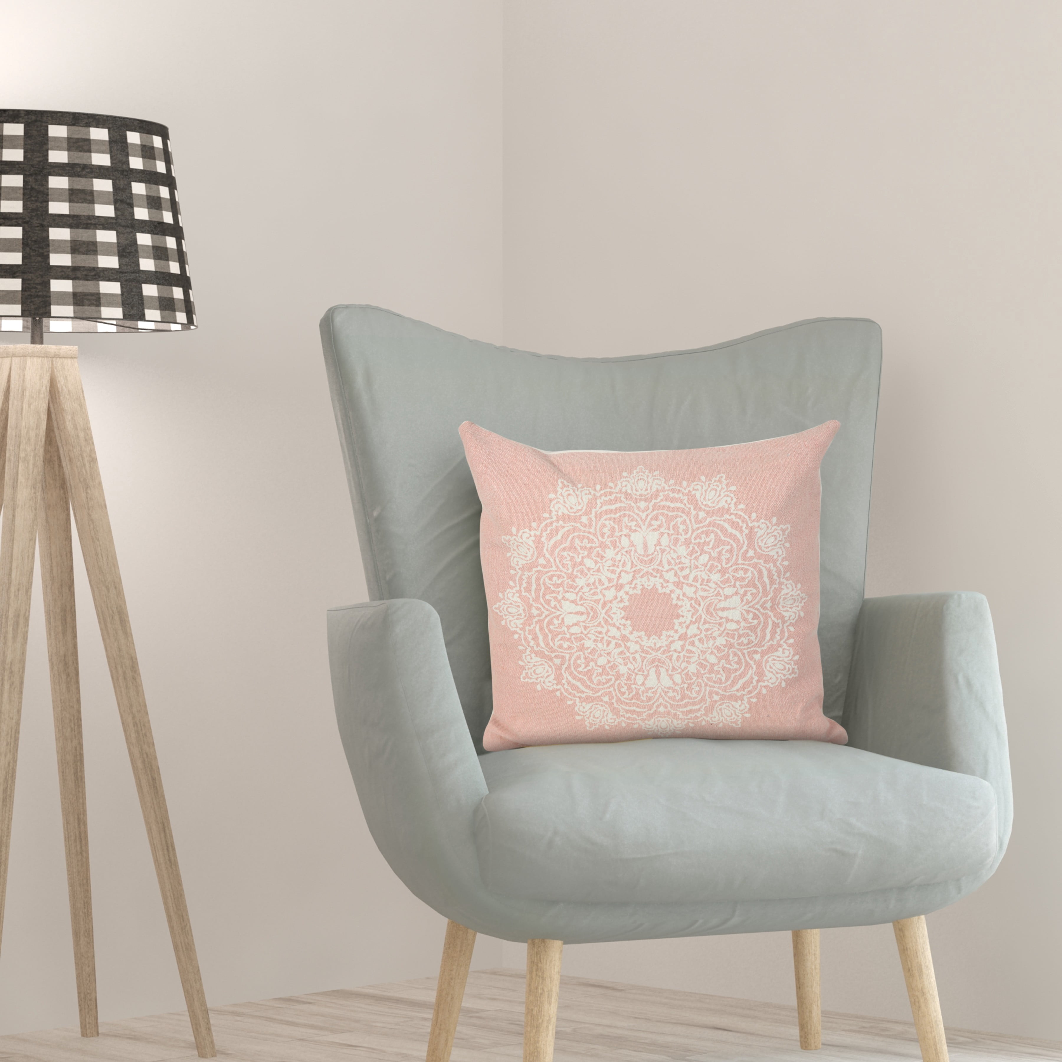Ox Bay Ava 20" x 20" Pink/White Medallion Cotton Adult Decorative Throw Pillow Cover