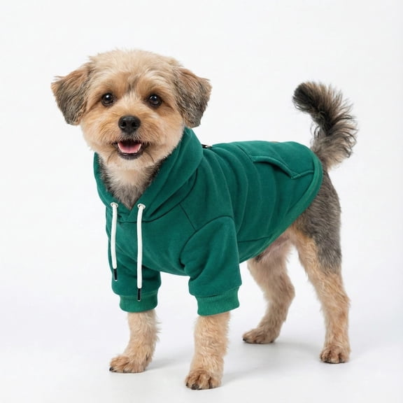 Cozy Dog Basic Hoodie Ultra-Soft Puppy Cold Weather Coat with Pocket Breathable Pet Coat Warm Stylish Sweatshirt Pet Sweater for French Bulldogs Pitbull Puppy Green,XL