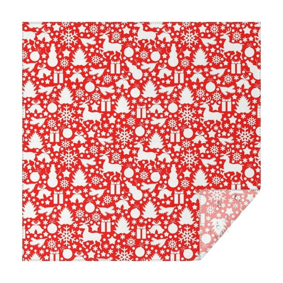 Red Christmas Deer and Gift Pattern Square Tablecloth,Waterproof Square Table Cover,Wipeable Spillproof Washable Table Cover for Home Kitchen Party Decor 42"X42"(107x107cm)
