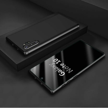 Samsung Galaxy Note 10 6.3" 2019 Case, Sturdy Case for Galaxy Note 10, Njjex Full Body Coverage Protection Hard Slim Note 10 Case With Tempered Glass Screen Protector Skin Case Cover -Black