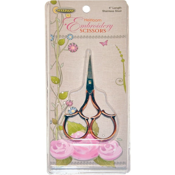 Sullivans Heirloom Embroidery Scissors Leaf Handle 4"-Copper