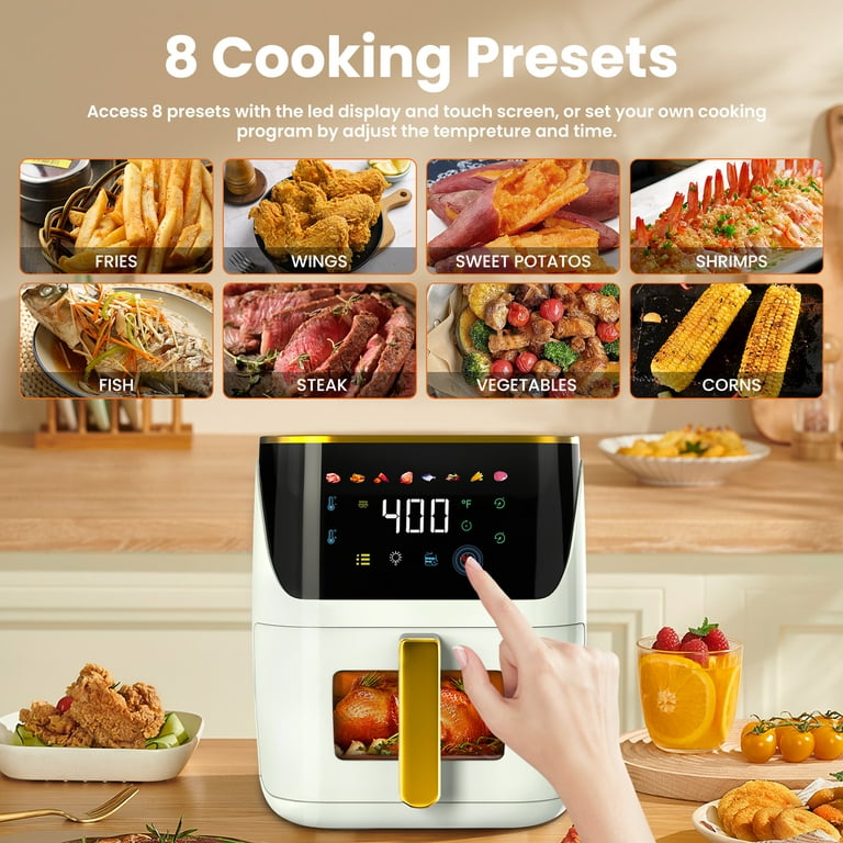 SUR LA TABLE KITCHEN ESSENTIALS 5-in-1 Compact 8-Quart Basket Air Fryer  with Window for Easy Viewing, Digital Touchscreen Display with 10-Presets,  Air