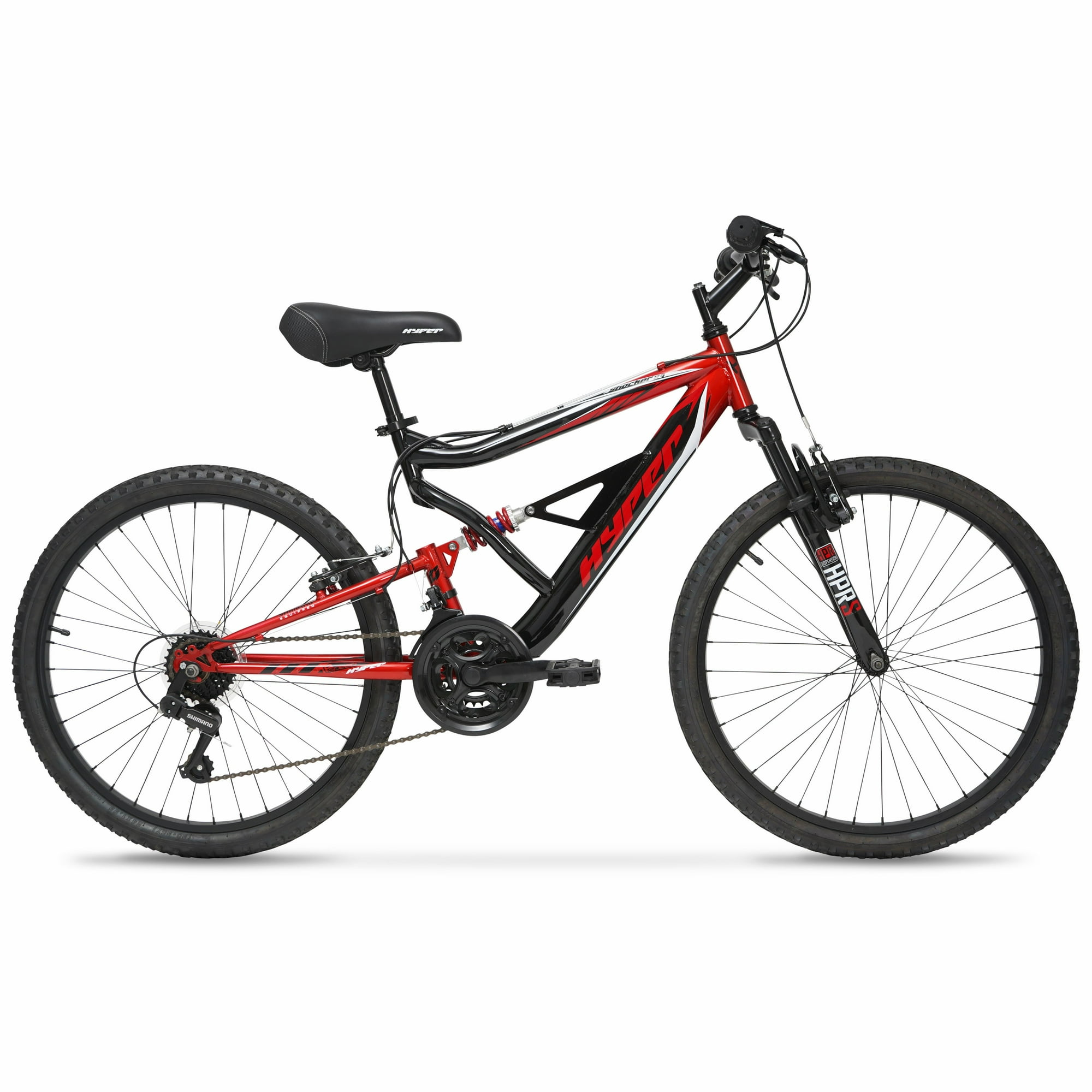 Hyper Bicycles 24" Shocker Mountain Bike, Adult Ages 13+, Black/Red