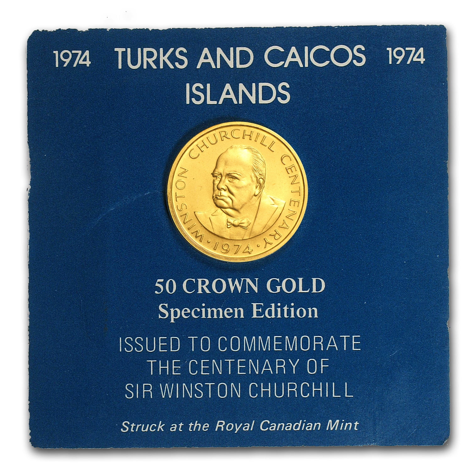 1974 Turks & Caicos Gold 50 Crowns Winston Churchill BU - Walmart.com