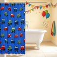 thumbnail image 3 of Erosebridal Cartoon Car Shower Curtain 72Wx84L, Automobile Bathroom Shower Curtain, Light Blue, 3 of 5