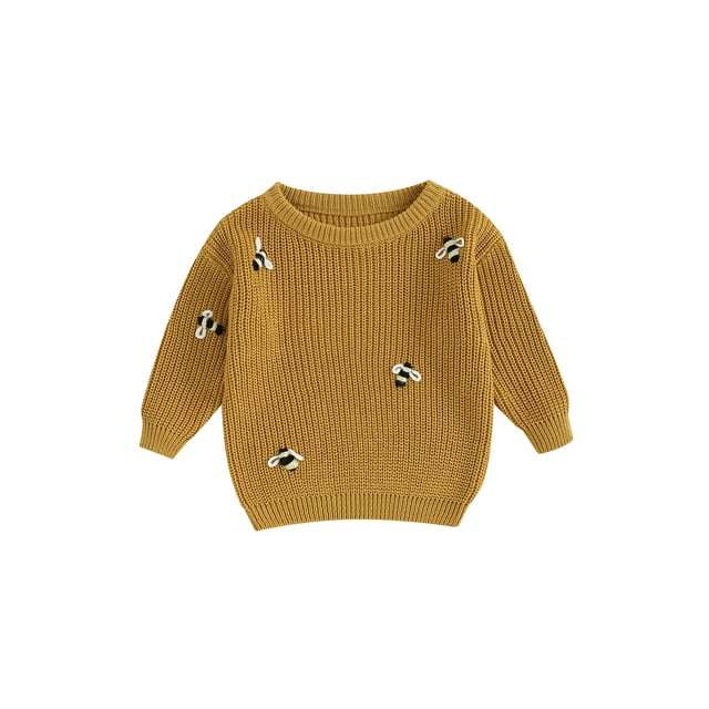 xiaxaixu Infant Baby Autumn Sweater, Bee Pattern Jacquard Long Sleeve Round Neck Knitwear Pullover Winter Sweatshirt