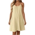 thumbnail image 2 of Hvogkswy Cotton Linen Nightgowns for Women Solid Sleeveless Crew Neck Camisole Dresses Soft Breathable Home Sleep Dress, 2 of 8